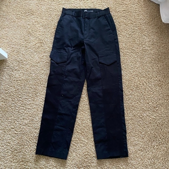 Zara- Black Cargo Tuxedo Pants - Picture 4 of 4